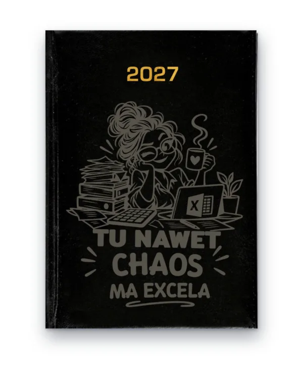 Kalendarz książkowy BALADEK 2027 z grawerem: Księgowa — Tu nawet chaos ma Excela
