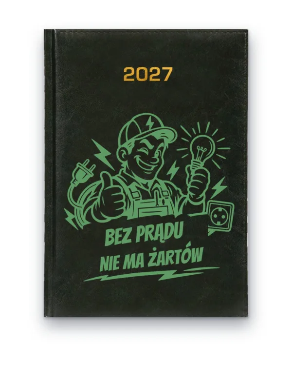 Kalendarz książkowy BALADEK 2027 z grawerem: Elektryk — Bez prądu nie ma żartów