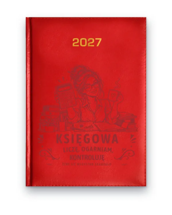 Kalendarz książkowy BALADEK 2027 z grawerem: Księgowa — Liczę, ogarniam, kontroluję
