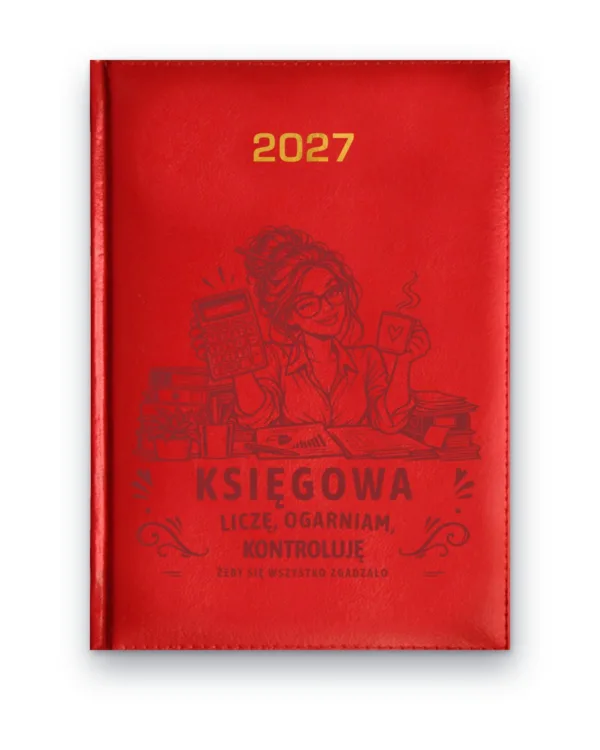 Kalendarz książkowy BALADEK 2027 z grawerem: Księgowa — Liczę, ogarniam, kontroluję