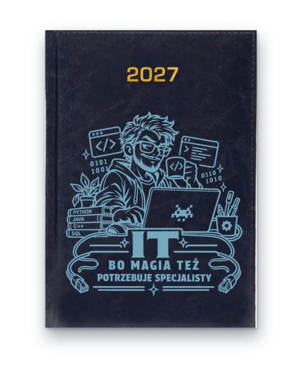 Kalendarz książkowy BALADEK 2027 z grawerem: Informatyk — IT, bo magia też potrzebuje specjalisty