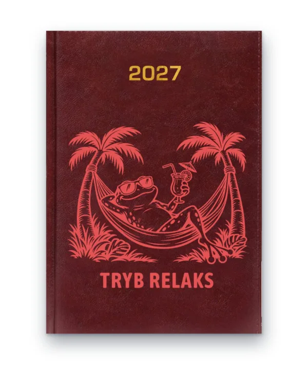 Kalendarz książkowy BALADEK 2027 z grawerem: Żaba w hamaku — Tryb relaks