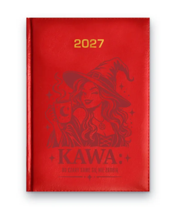 Kalendarz książkowy BALADEK 2027 z grawerem: Czarownica — Kawa: bo czary same się nie zrobią