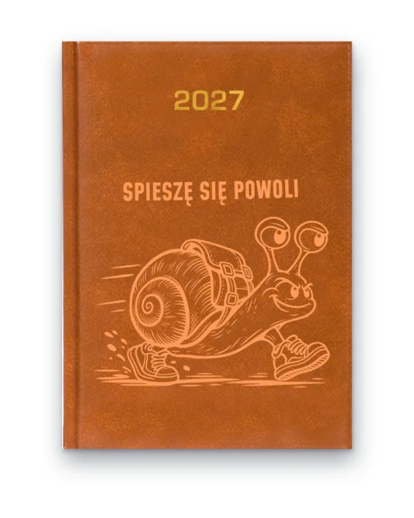 Kalendarz książkowy BALADEK 2027 z grawerem: Ślimak — Spieszę się powoli