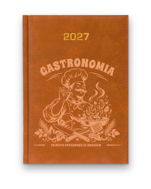 Kalendarz książkowy BALADEK 2027 z grawerem: Gastronomia — Tu dieta przegrywa ze smakiem