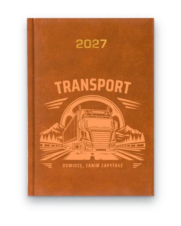 Kalendarz książkowy BALADEK 2027 z grawerem: Transport — Dowiozę, zanim zapytasz