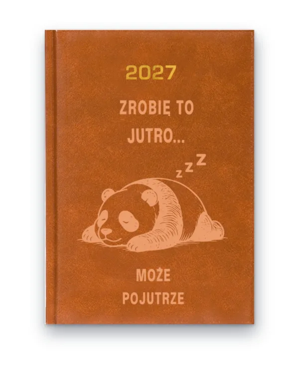 Kalendarz książkowy BALADEK 2027 z grawerem: Panda — Zrobię to jutro… może pojutrze