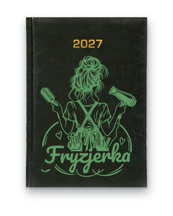 Kalendarz książkowy BALADEK 2027 z grawerem: Fryzjerka z suszarką