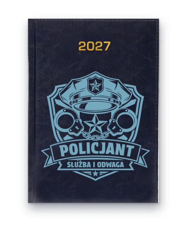 Kalendarz książkowy BALADEK 2027 z grawerem: Policjant — Służba i odwaga