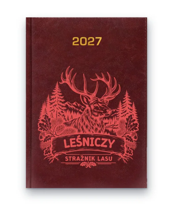 Kalendarz książkowy BALADEK 2027 z grawerem: Leśniczy z jeleniem — Strażnik lasu