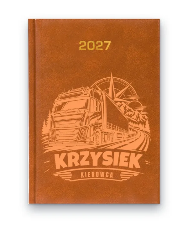 Kalendarz książkowy BALADEK 2027 z grawerem: Imię + kierowca ciężarówki