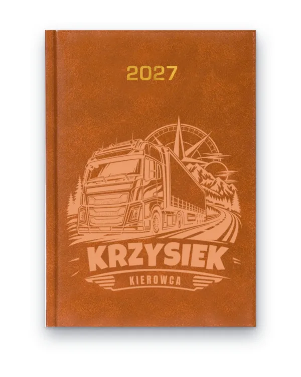 Kalendarz książkowy BALADEK 2027 z grawerem: Imię + kierowca ciężarówki