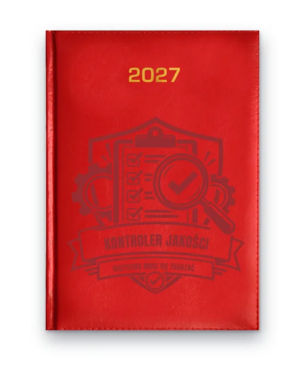 Kalendarz książkowy BALADEK 2027 z grawerem: Kontroler jakości — Wszystko musi się zgadzać