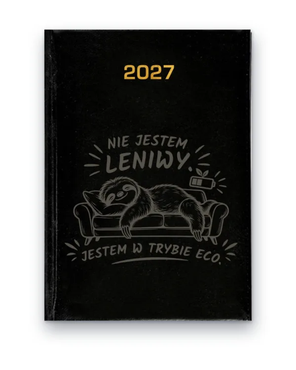 Kalendarz książkowy BALADEK 2027 z grawerem: Leniwiec — Nie jestem leniwy, jestem w trybie eco