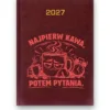 Kalendarz książkowy BALADEK 2027 z grawerem: Kubek — Najpierw kawa, potem pytania