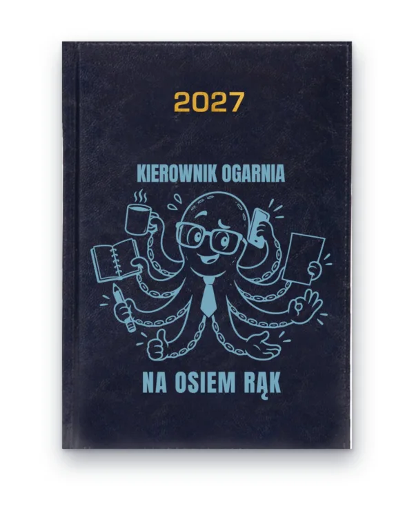 Kalendarz książkowy BALADEK 2027 z grawerem: Ośmiornica — Kierownik ogarnia na osiem rąk