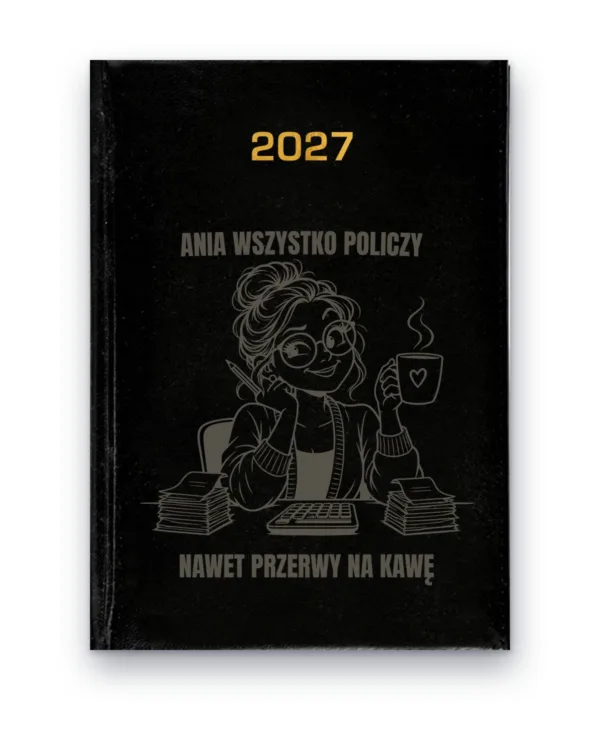 Kalendarz książkowy BALADEK 2027 z grawerem: Imię + księgowa — Ania wszystko policzy
