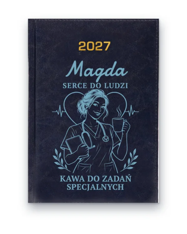 Kalendarz książkowy BALADEK 2027 z grawerem: Imię + pielęgniarka — Serce do ludzi