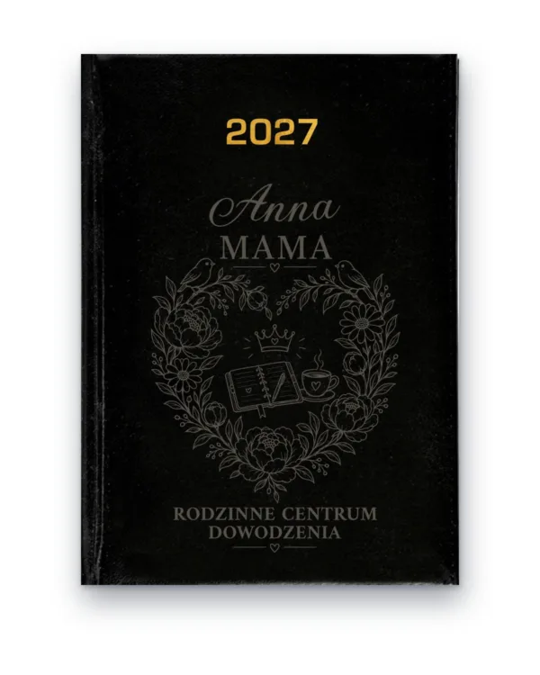 Kalendarz książkowy BALADEK 2027 z grawerem: Imię + mama — Rodzinne centrum dowodzenia