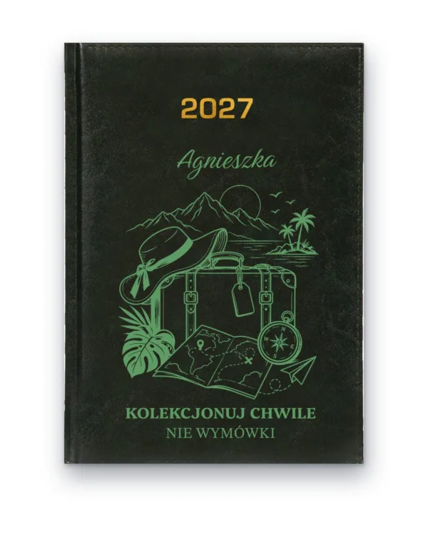 Kalendarz książkowy BALADEK 2027 z grawerem: Imię + podróże — Kolekcjonuj chwile, nie wymówki
