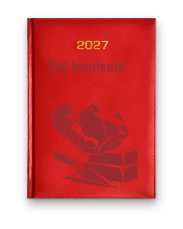 Kalendarz książkowy BALADEK 2027 z grawerem: Kamień i cegły — Daj kamienia!