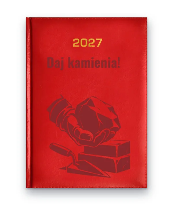 Kalendarz książkowy BALADEK 2027 z grawerem: Kamień i cegły — Daj kamienia!