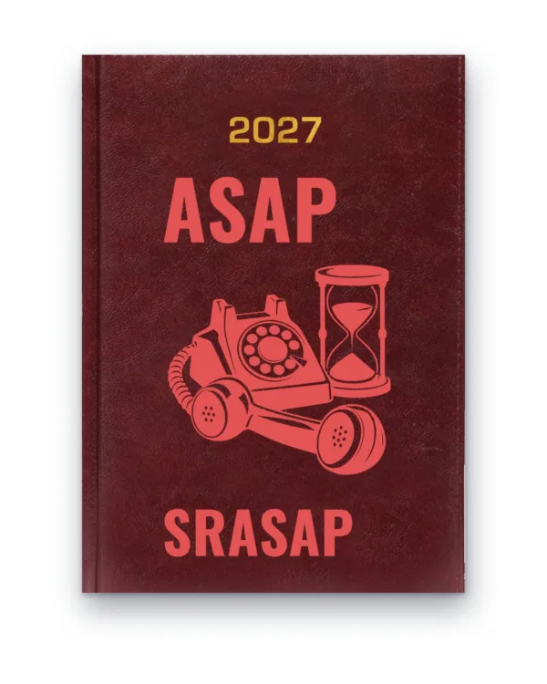 Kalendarz książkowy BALADEK 2027 z grawerem: Telefon i klepsydra — ASAP SRASAP
