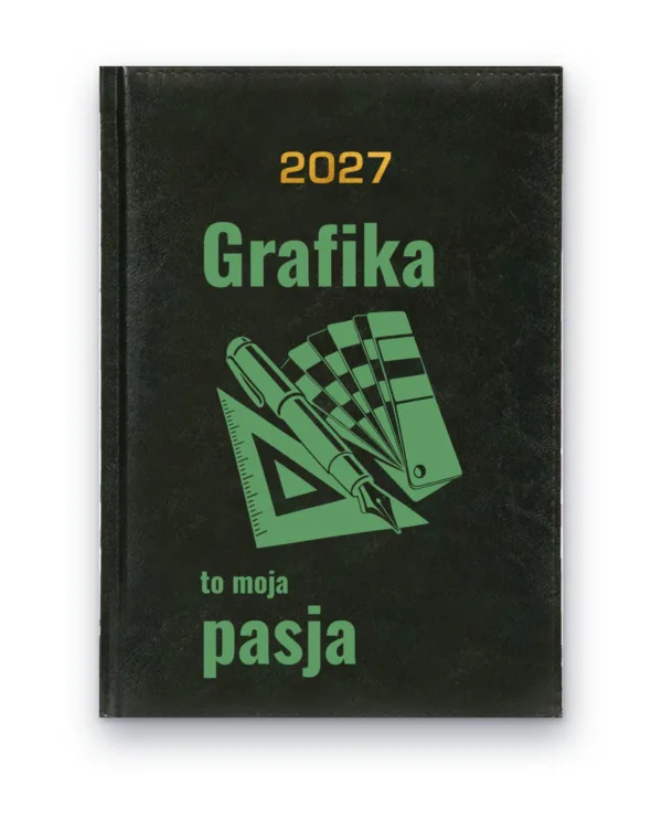Kalendarz książkowy BALADEK 2027 z grawerem: Wzornik kolorów i ekierka — Grafika to moja pasja