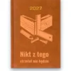 Kalendarz książkowy BALADEK 2027 z grawerem: Deski, kątownik i wkręty — Nikt z tego strzelał nie będzie
