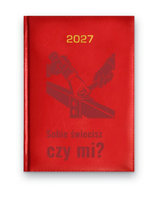 Kalendarz książkowy BALADEK 2027 z grawerem: Latarka i klucz — Sobie świecisz czy mi?