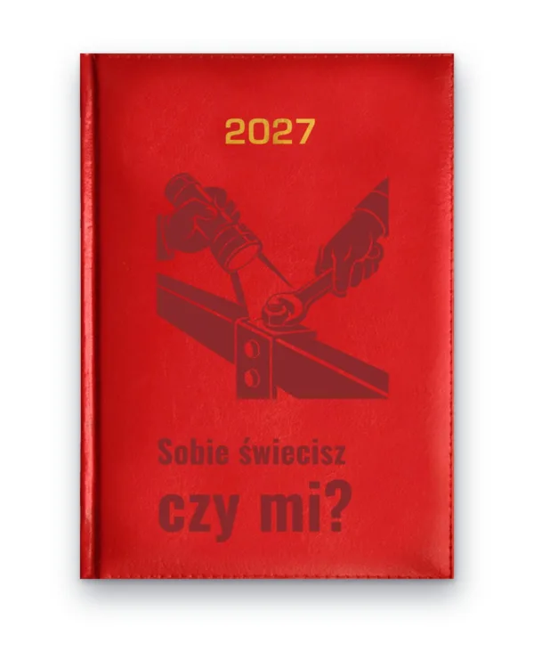 Kalendarz książkowy BALADEK 2027 z grawerem: Latarka i klucz — Sobie świecisz czy mi?